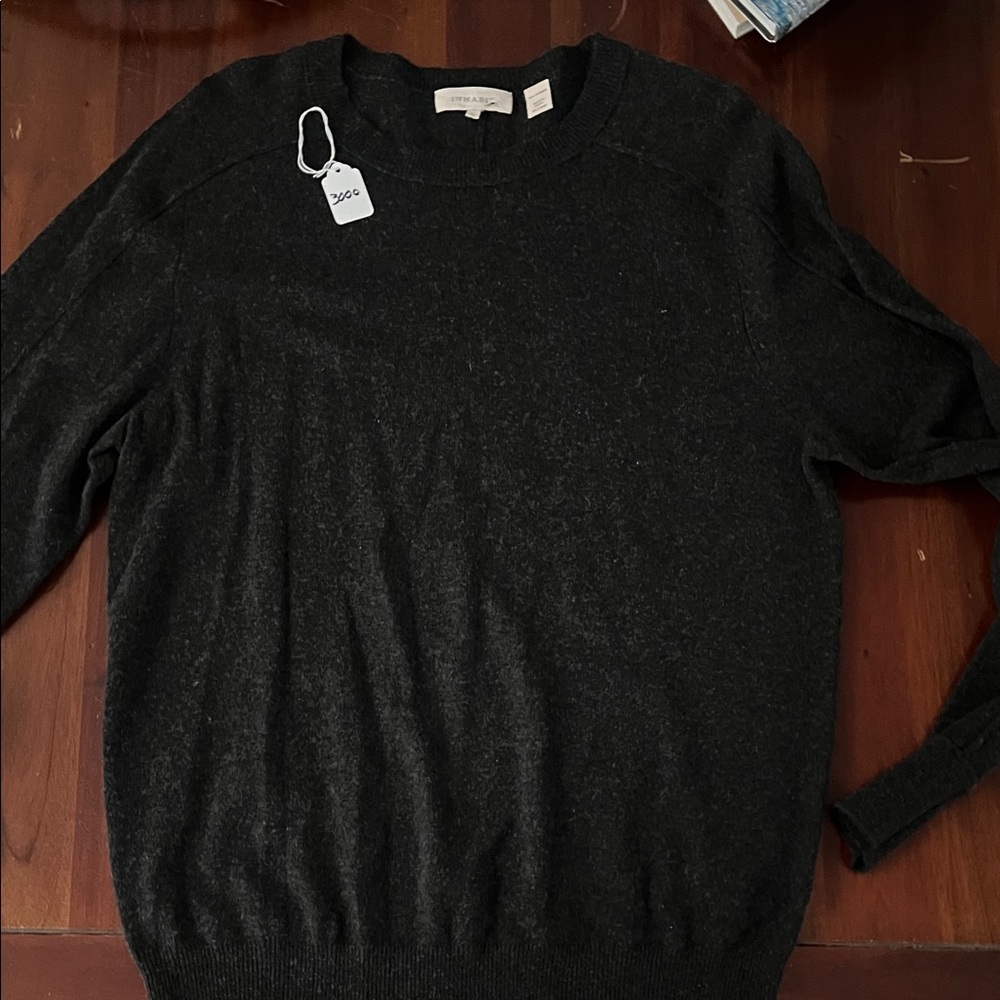 Inhabit Cashmere Men's Charcoal Crewneck Sweater